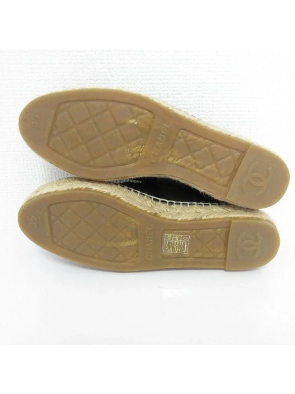 Chanel CC Logo Mesh Espadrilles Shoes 35 Black